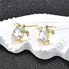 Brass Micro Pave Clear Cubic Zirconia Stud Earrings LS-EJEW-H157-03G-01-2