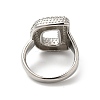 Letter Brass Micro Pave Clear Cubic Zirconia Open Cuff Ring for Women RJEW-N046-03D-P-3