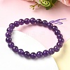 Natural Amethyst Beads Stretch Bracelets for Women BJEW-H636-01-3