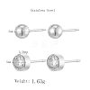 Stainless Steel Stud Earrings with Rhinestone for Women FH2604-2-1