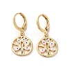 Tree with Evil Eye Real 18K Gold Plated Brass Dangle Leverback Earrings EJEW-Q797-19G-01-1