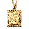 201 Stainless Steel Cable Chain Rectangle with Letter Pendant Necklaces NJEW-M070-01G-X-1