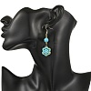 Natural & Synthetic Mixed Stone and Shell Pearl Braided Dangle Earrings EJEW-MZ00789-4