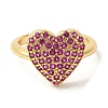 Heart Brass Micro Pave Cubic Zirconia Open Cuff Rings RJEW-U008-46G-2