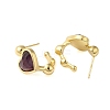 Natural Amethyst Heart Stud Earrings EJEW-K287-01G-08-2