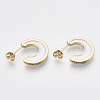 Brass Micro Pave Cubic Zirconia Crescent Moon Stud Earrings EJEW-N011-01F-2
