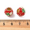 Brass Enamel European Beads KK-R229-01G-3