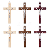6Pcs 3 Colors Religion Cross Wood Big Pendants WOOD-DC0001-18-9