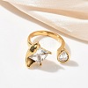 304 Stainless Steel Pave Clear Cubic Zirconia Cuff Open Rings for Women RJEW-F207-03B-G-4