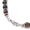 Round Natural Tiger Eye & Obsidian & Twist Synthetic Non-Magnetic Hematite Beaded Necklaces NJEW-JN05728-01-5