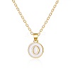 Alloy White Enamel Flat Round with Letter Pendant Necklaces FS-WG63565-15-1