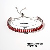 Brass Light Siam Rhinestone Box Chain Slider Bracelets for Women TG7650-5-1
