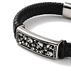 Men's Braided Black PU Leather Cord Bracelets BJEW-K243-27AS-2