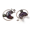 Natural Green Aventurine & Amethyst Brass Star Moon Big Pendants G-H316-01R-05-2