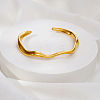 304 Stainless Steel Textured Wave Open Cuff Bangles for Women NJ1882-1
