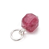 Natural Colorful Tourmaline Table Cut Cube Charms with 304 Stainless Steel Findings PALLOY-JF04875-5