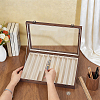 10 Grids Rectangle Wooden Dustproof Pen Presentation Boxes with Visible Window Lid CON-WH0089-250-3