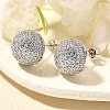 Half Round Brass Micro Pave Clear Cubic Zirconia Stud Earrings EJEW-C126-05P-2