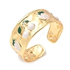 304 Stainless Steel Enamel Cuff Bangles for Women BJEW-B159-02G-5
