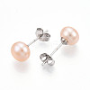 Pearl Ball Stud Earrings EJEW-Q701-01B-01-1