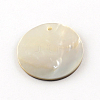 Flat Round Black Lip Shell Pendants X-SHEL-R009-32-3