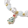 2Pcs 2 Styles Christmas Tree & Deer Alloy Enamel Charm Bracelet Sets BJEW-JB10871-4