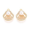 Brass Micro Pave Clear Cubic Zirconia and ABS Imitation Pearl Pendants KK-T074-118G-1