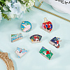 7Pcs 7 Styles Sports Themed Alloy Enamel Brooches JEWB-SC0001-69-3