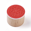 Floral Pattern Wooden Rubber Stamp AJEW-WH0109-97D-2