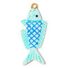 304 Stainless Steel with Cyan Enamel Pendants SA-OY003-46G-1