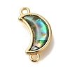 Brass Pave Natural Paua Shell Crescent Moon Links Connector Charms KK-K389-147G-1