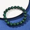 Natural Malachite Beaded Stretch Bracelets BJEW-A045-01A-2