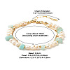 Natural Flower Amazonite & Pearl Beads Double Layered Bracelet X1-BJEW-TA00025-04-4