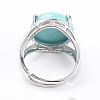 Adjustable Synthetic Turquoise Finger Rings RJEW-F075-01R-3
