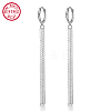 Anti-Tarnish Rhodium Plated 925 Sterling Silver Dangle Hoop Earrings GX2586-2-1