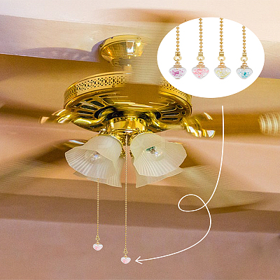 4Pcs Luminous Glass Charms Ceiling Fan Pull Chain Extenders HJEW-LP00031-1