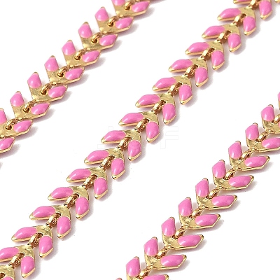 Brass Enamel Leaf Link Chains CHC-F021-02G-03-1