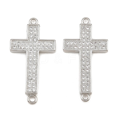 Brass Micro Pave Clear Cubic Zirconia Connector Charms CU-CBADC6C-07P-1