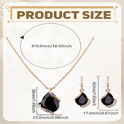 Teardrop Alloy Glass Jewerly Sets. Including Pendant Necklace and Dangle Earring SJEW-LP0001-30C-1