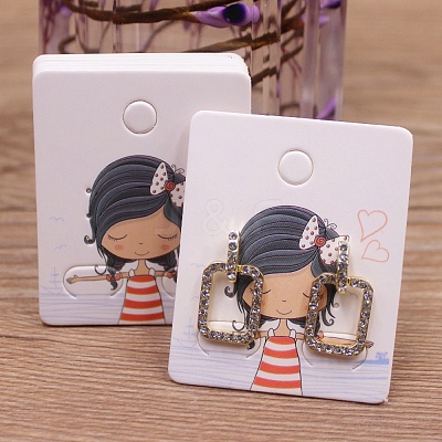 Rectangle Paper Earring Display Card with Hanging Hole CDIS-C004-01B-1