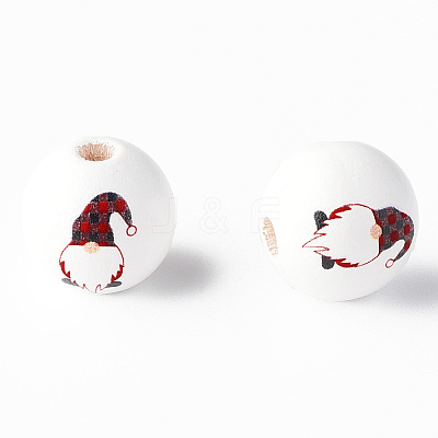 Painted Natural Wood Round Beads X1-WOOD-N006-180C-1