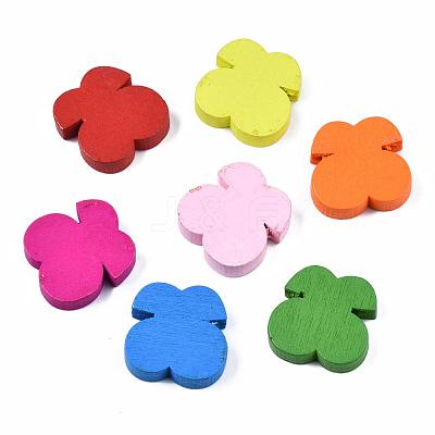 6 Styles Printed Natural Wooden Beads WOOD-S055-33-1