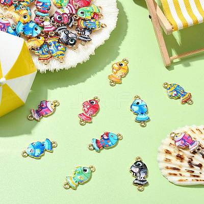 45Pcs 9 Colors Alloy Enamel Connector Charms FIND-CJ0002-85-1