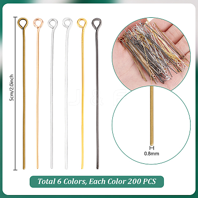 1200Pcs 6 Colors Alloy Eye Pins FIND-PH0025-40-1
