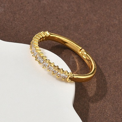 Brass Micro Pave Cubic Zirconia Finger Rings RJEW-H258-06G-1