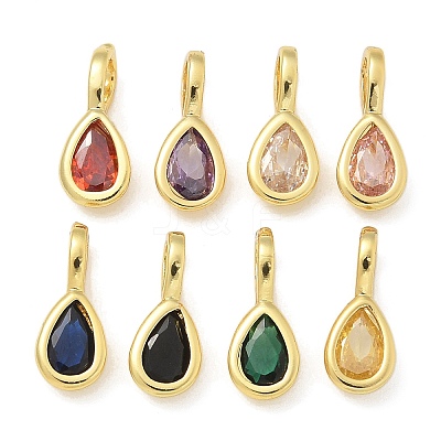 Brass Micro Pave Cubic Zirconia Pendants KK-U050-04G-01-1