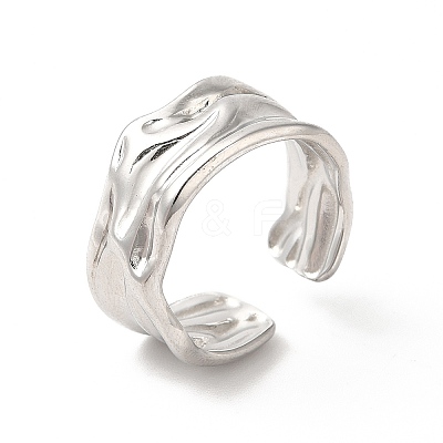 Non-Tarnish 304 Stainless Steel Twist Open Cuff Ring for Women X-RJEW-E063-24P-1