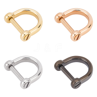 4Pcs 4 Colors 304 Stainless Steel D-Ring Anchor Shackle Clasps STAS-UN0039-07-1