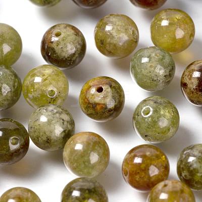 100Pcs 8mm Natural Green Garnet Round Beads DIY-LS0002-63-1