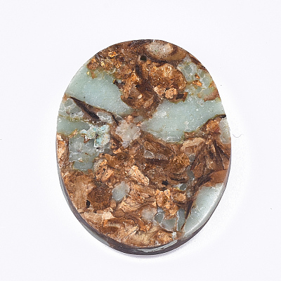 Assembled Natural Bronzite and Synthetic Aqua Terra Jasper Pendants G-S329-035-1